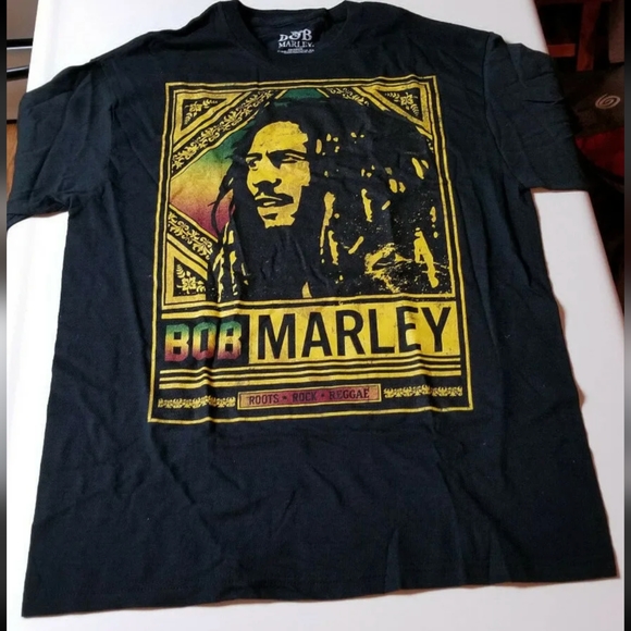 Bob Marley Black Mens Large T Shirt Roots Rock Reggae - Picture 1 of 2
